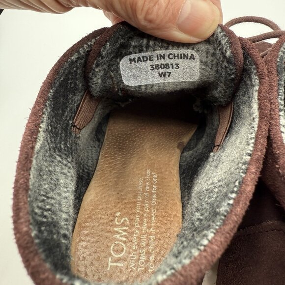 Toms Desert Wedge Heel Ankle Boots Lace-Up Burgundy Suede Bootie Size 7 Women's - Picture 5 of 11